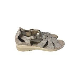 Womens Silver Textured Gladiator Wedge Sandals Size 39 Luftpolster
